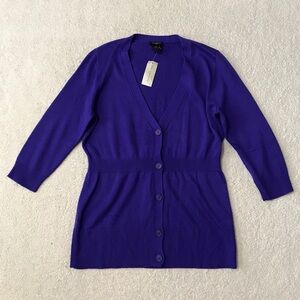 Ann Taylor Knit Cardigan Sweater Lightweight Blue